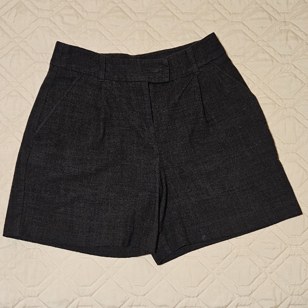 Grey Wool Blend Tailored Women's Shorts